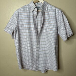 L.L. Bean Shirt Mens XL Button Up Short Sleeve Plaid Cotton Traditional Fit
